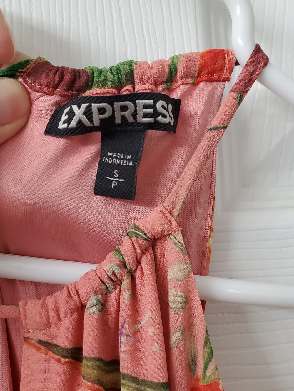 Express Pink Floral Halter Maxi Dress with Black Cut Out Waist Straps - Picture 7 of 8
